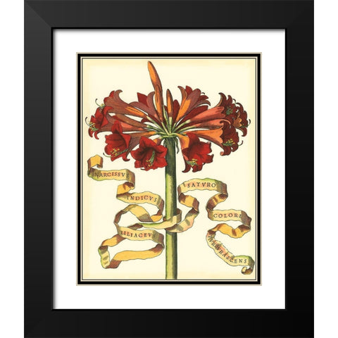 Ribbon Florals I Black Modern Wood Framed Art Print with Double Matting by Vision Studio