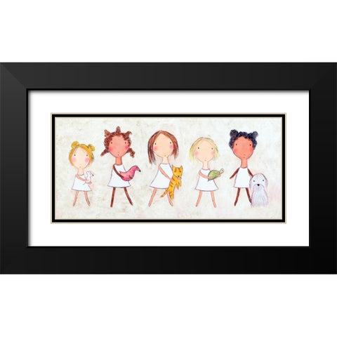 Girls with Pets Black Modern Wood Framed Art Print with Double Matting by Sonheim, Carla