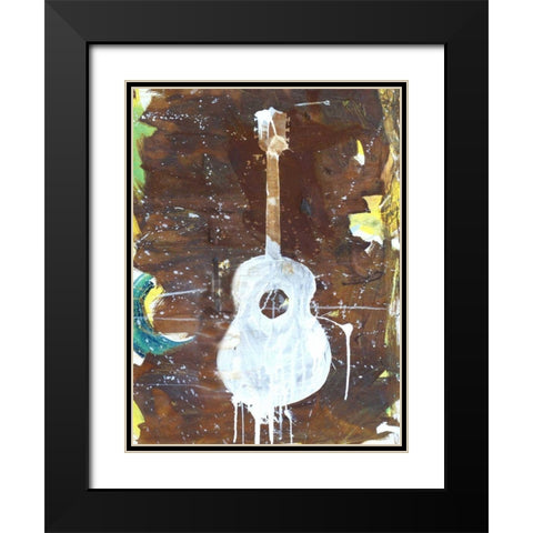 Yellow Guitar Black Modern Wood Framed Art Print with Double Matting by Youngstrom, Kent
