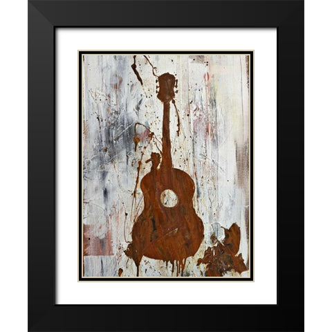 Rust Guitar Black Modern Wood Framed Art Print with Double Matting by Youngstrom, Kent