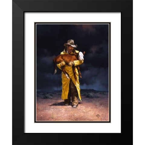 Helping Hand Black Modern Wood Framed Art Print with Double Matting by Sorenson, Jack