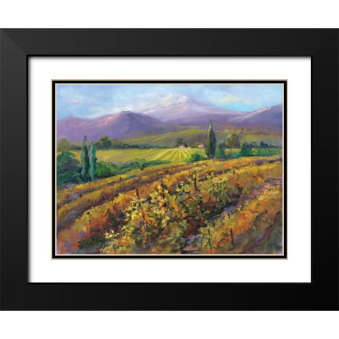 Vineyard Tapestry I Black Modern Wood Framed Art Print with Double Matting by Oleson, Nanette