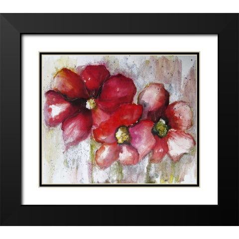 Fuchsia Poppies II Black Modern Wood Framed Art Print with Double Matting by Herrera, Leticia