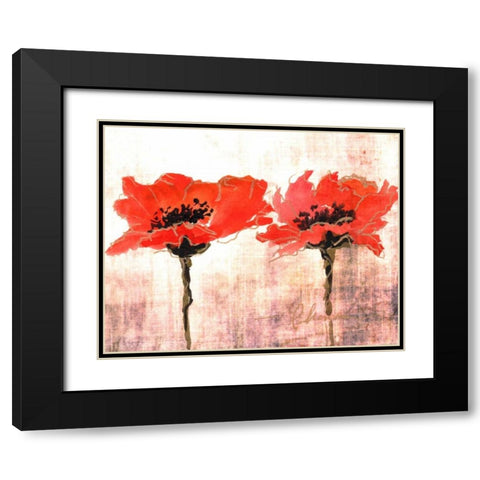 Vivid Red Poppies V Black Modern Wood Framed Art Print with Double Matting by Herrera, Leticia