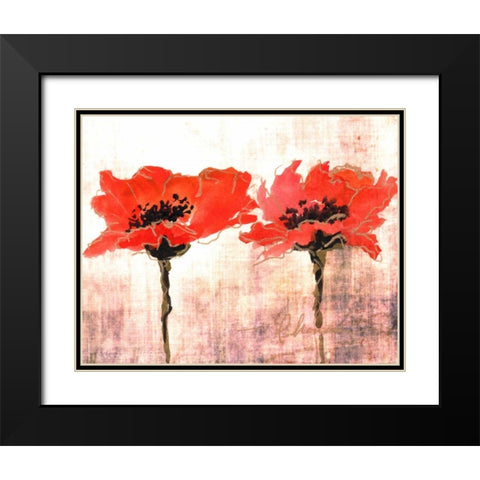 Vivid Red Poppies V Black Modern Wood Framed Art Print with Double Matting by Herrera, Leticia