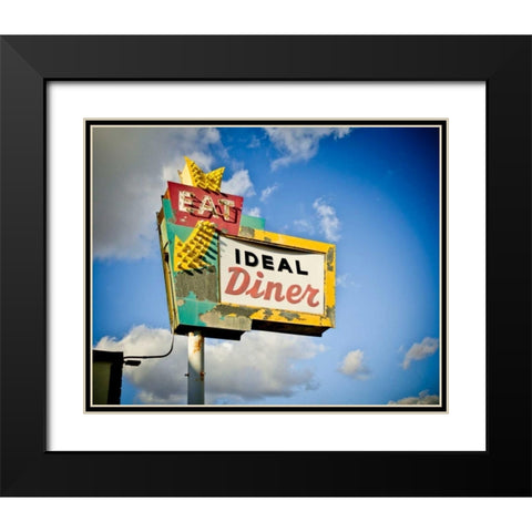 Vintage Diner I Black Modern Wood Framed Art Print with Double Matting by Recapturist