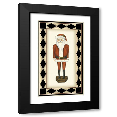 Jolly Santa Black Modern Wood Framed Art Print with Double Matting by Goldberger, Jennifer