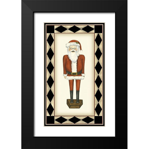 Jolly Santa Black Modern Wood Framed Art Print with Double Matting by Goldberger, Jennifer