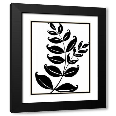 Leaf Silhouette II Black Modern Wood Framed Art Print with Double Matting by Zarris, Chariklia