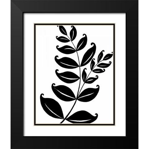 Leaf Silhouette II Black Modern Wood Framed Art Print with Double Matting by Zarris, Chariklia