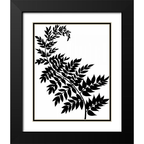 Leaf Silhouette III Black Modern Wood Framed Art Print with Double Matting by Zarris, Chariklia