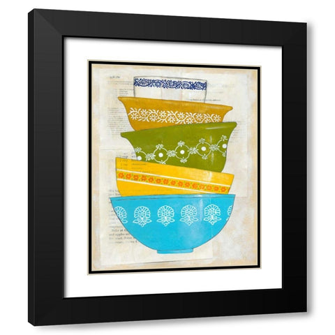 Retro Ware III Black Modern Wood Framed Art Print with Double Matting by Zarris, Chariklia