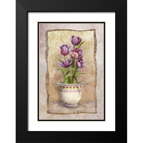 Spring Tulips Black Modern Wood Framed Art Print with Double Matting by White, Abby