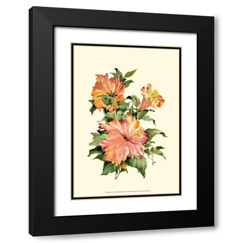Hibiscus I Black Modern Wood Framed Art Print with Double Matting by Waldman, Joy