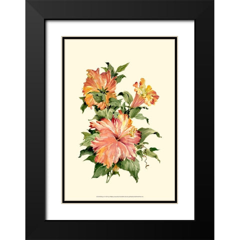 Hibiscus I Black Modern Wood Framed Art Print with Double Matting by Waldman, Joy