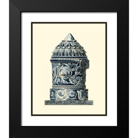 Blue Porcelain Urn II Black Modern Wood Framed Art Print with Double Matting by Vision Studio