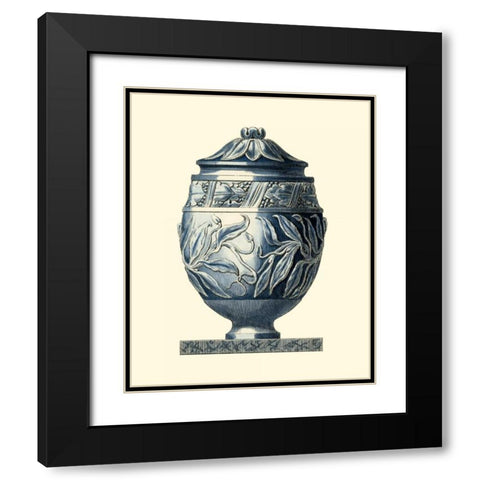 Blue Porcelain Urn IV Black Modern Wood Framed Art Print with Double Matting by Vision Studio