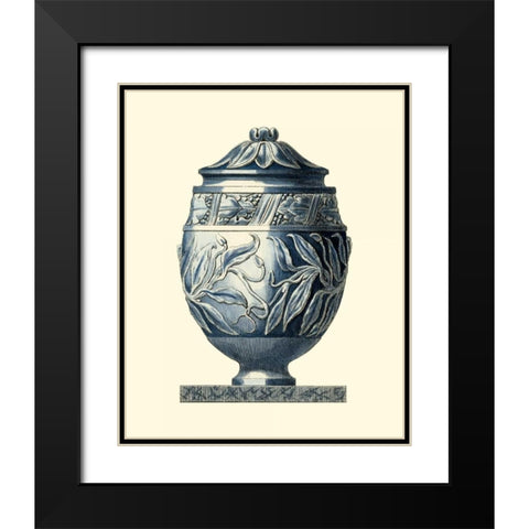 Blue Porcelain Urn IV Black Modern Wood Framed Art Print with Double Matting by Vision Studio