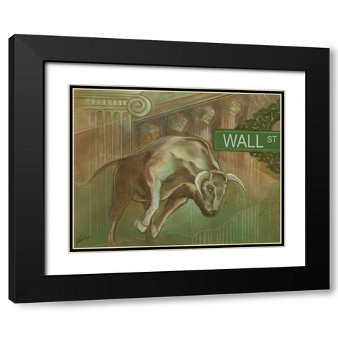 Bull Market Black Modern Wood Framed Art Print with Double Matting by Harper, Ethan