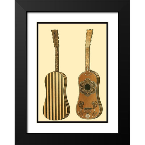 Antique Guitars II Black Modern Wood Framed Art Print with Double Matting by Gibb, William
