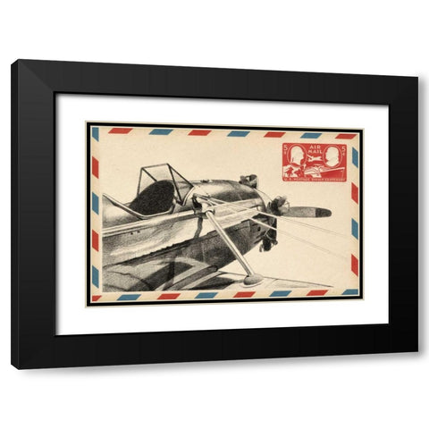 Small Vintage Airmail I Black Modern Wood Framed Art Print with Double Matting by Harper, Ethan