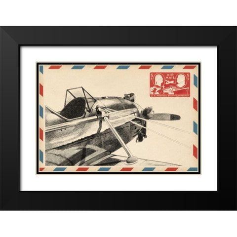Small Vintage Airmail I Black Modern Wood Framed Art Print with Double Matting by Harper, Ethan