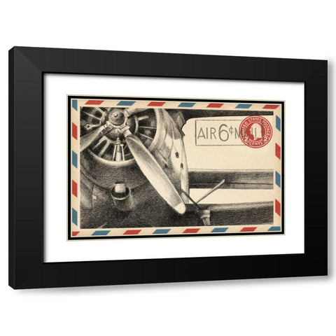 Small Vintage Airmail II Black Modern Wood Framed Art Print with Double Matting by Harper, Ethan