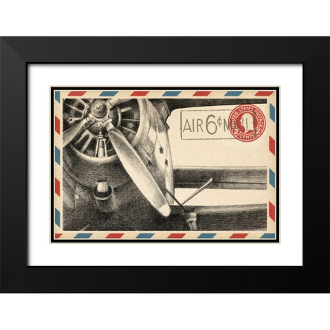 Small Vintage Airmail II Black Modern Wood Framed Art Print with Double Matting by Harper, Ethan