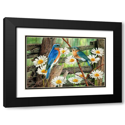 Serenade in Blue Black Modern Wood Framed Art Print with Double Matting by Dornish, Al