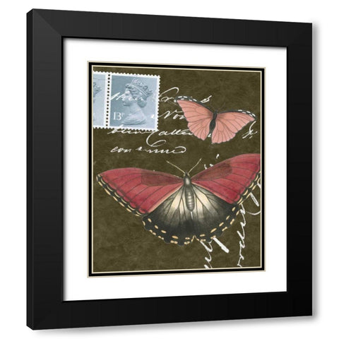 Le Papillon Script II Black Modern Wood Framed Art Print with Double Matting by Vision Studio