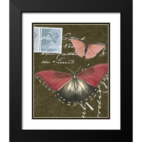 Le Papillon Script II Black Modern Wood Framed Art Print with Double Matting by Vision Studio