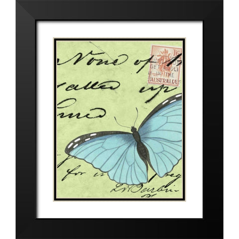 Le Papillon Script III Black Modern Wood Framed Art Print with Double Matting by Vision Studio