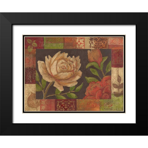 Floral Patchwork I Black Modern Wood Framed Art Print with Double Matting by Meagher, Megan