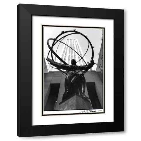 Atlas at Rockefeller Center Black Modern Wood Framed Art Print with Double Matting by DeNardo, Laura