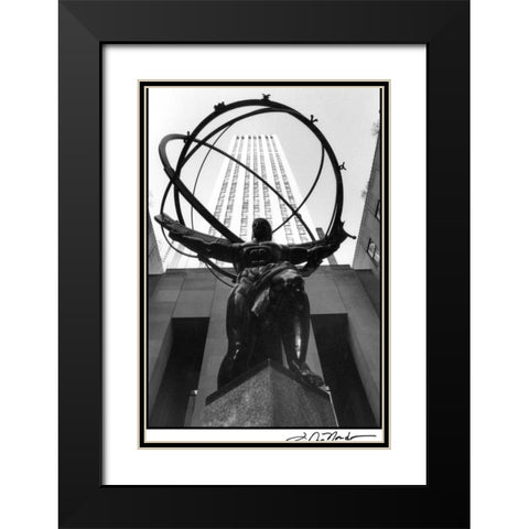 Atlas at Rockefeller Center Black Modern Wood Framed Art Print with Double Matting by DeNardo, Laura