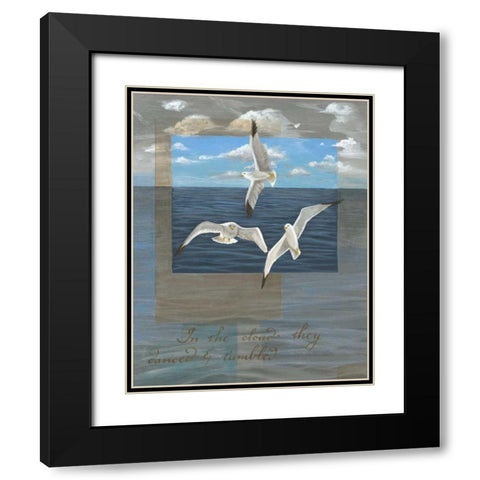 Three White Gulls II Black Modern Wood Framed Art Print with Double Matting by Friel, Tara