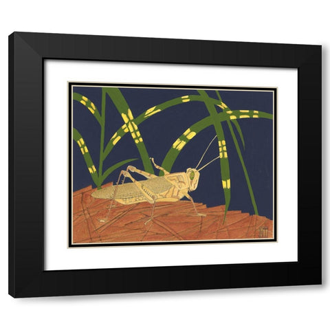 Ornamental Grasshopper I Black Modern Wood Framed Art Print with Double Matting by Tenser, Nina