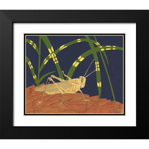 Ornamental Grasshopper I Black Modern Wood Framed Art Print with Double Matting by Tenser, Nina