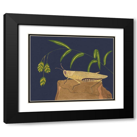 Ornamental Grasshopper II Black Modern Wood Framed Art Print with Double Matting by Tenser, Nina