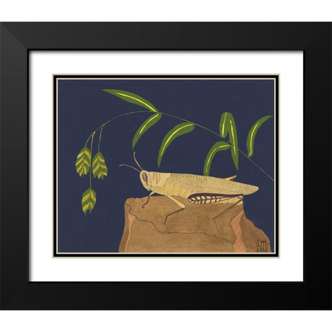 Ornamental Grasshopper II Black Modern Wood Framed Art Print with Double Matting by Tenser, Nina
