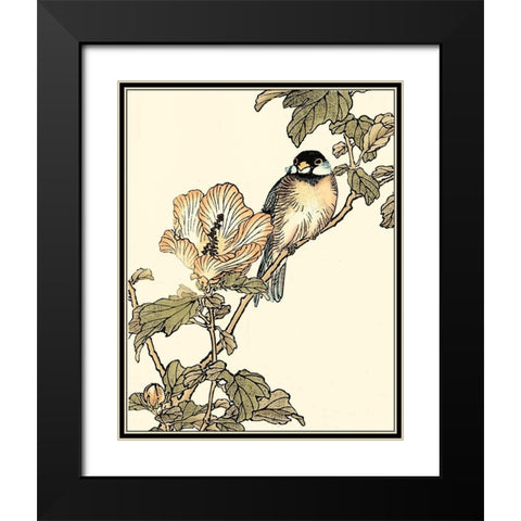 Oriental Bird on Branch I Black Modern Wood Framed Art Print with Double Matting by Vision Studio