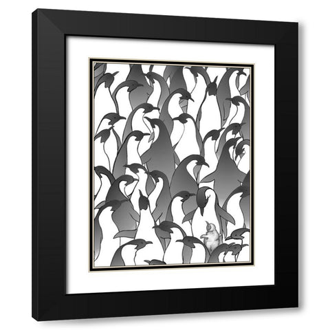 Penguin Family I Black Modern Wood Framed Art Print with Double Matting by Swinford, Charles