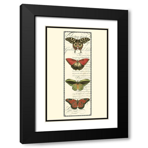 Small Butterfly Prose Panel I (P) Black Modern Wood Framed Art Print with Double Matting by Vision Studio