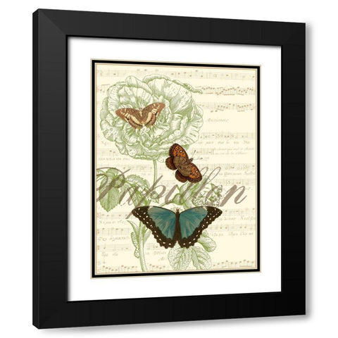 Papillon Melange II Black Modern Wood Framed Art Print with Double Matting by Vision Studio