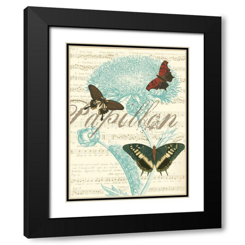 Papillon Melange IV Black Modern Wood Framed Art Print with Double Matting by Vision Studio