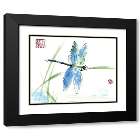 Dragonfly Black Modern Wood Framed Art Print with Double Matting by Parker, Nan Rae