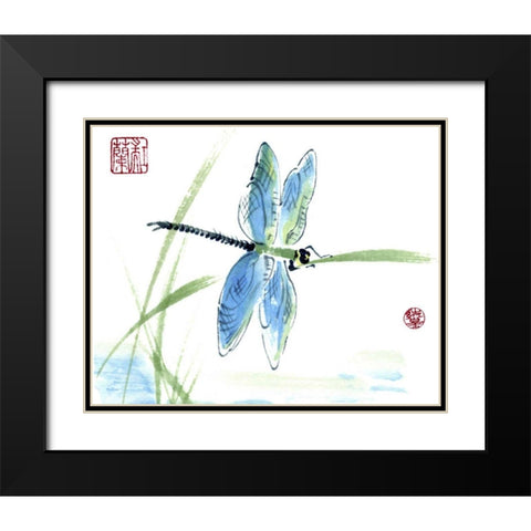 Dragonfly Black Modern Wood Framed Art Print with Double Matting by Parker, Nan Rae