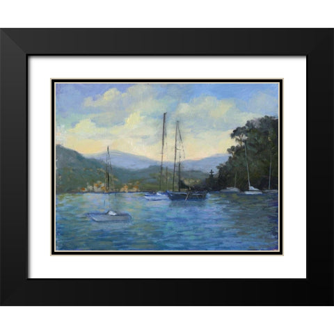 Portofino Bay Black Modern Wood Framed Art Print with Double Matting by Weber, Mary Jean