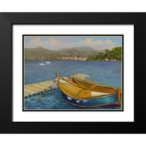 Porto Venere View Black Modern Wood Framed Art Print with Double Matting by Weber, Mary Jean