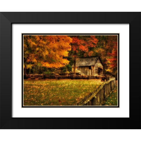 Autumn at the Mill Black Modern Wood Framed Art Print with Double Matting by Head, Danny
